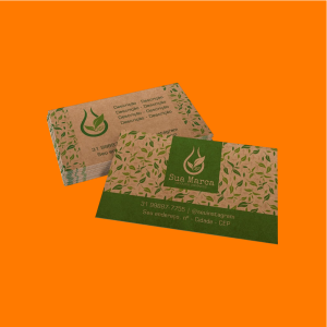 Cartão de visita - Kraft Papel kraft 250g Padrão 8,8x4,8cm 4x4 - Frente e verso  Corte reto 