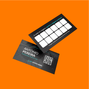 Cartão fidelidade Papel couchê 250g Padrão 8,8x4,8cm 4x4 - Frente e verso Verniz Total Frente Corte reto 